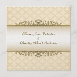 Gold Quilted Print Baroque Wedding Invitations