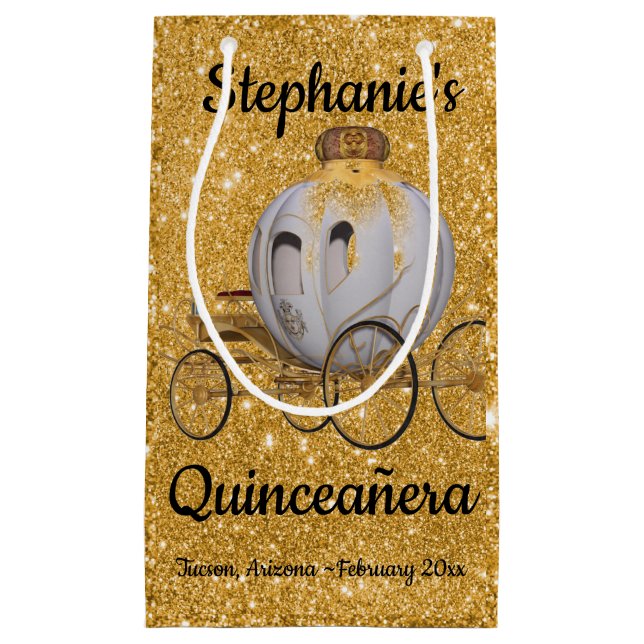 Gold Quinceanera Gift Bag (Front)