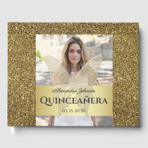 Gold Quinceanera Guest Book