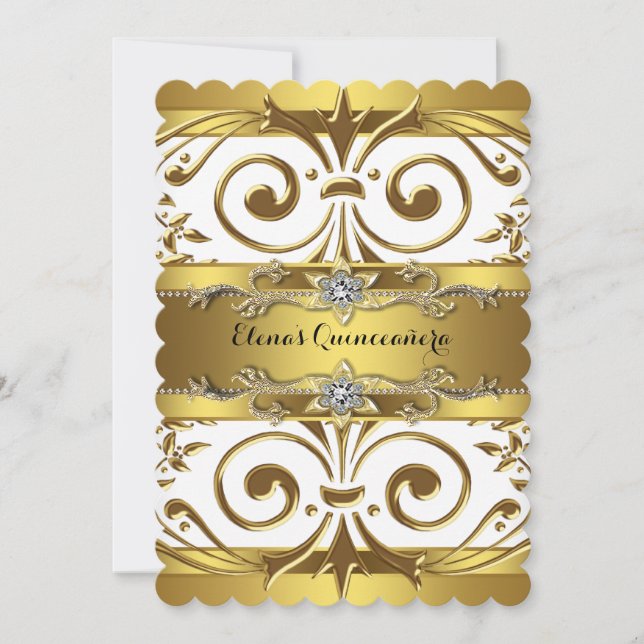 Gold Quinceanera Invitation (Front)