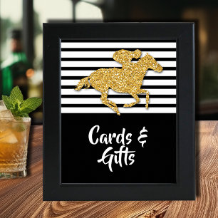 Gold Racehorse Derby Cards & Gifts Poster