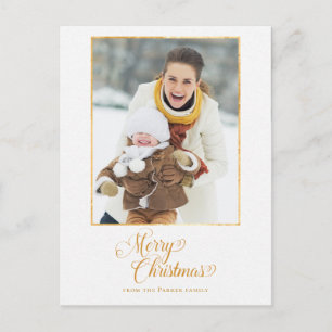 Gold Radiance Merry Christmas Script Photo Postcard