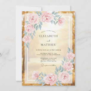 Gold Radiant Romantic Wedding Invitation