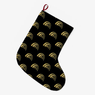 Gold Rainbow and black  Large Christmas Stocking