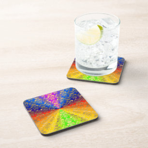 Gold rainbow damask coaster