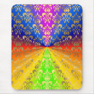 Gold rainbow damask mouse pad