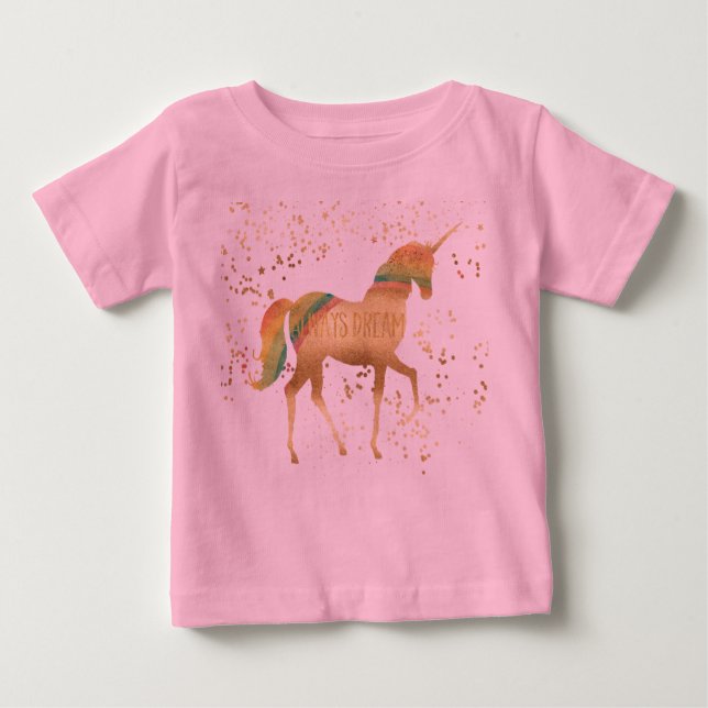 Gold Rainbow Dream Unicorn Baby T-Shirt (Front)