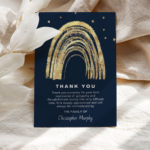 Gold Rainbow & Stars Sympathy Funeral Thank You Card