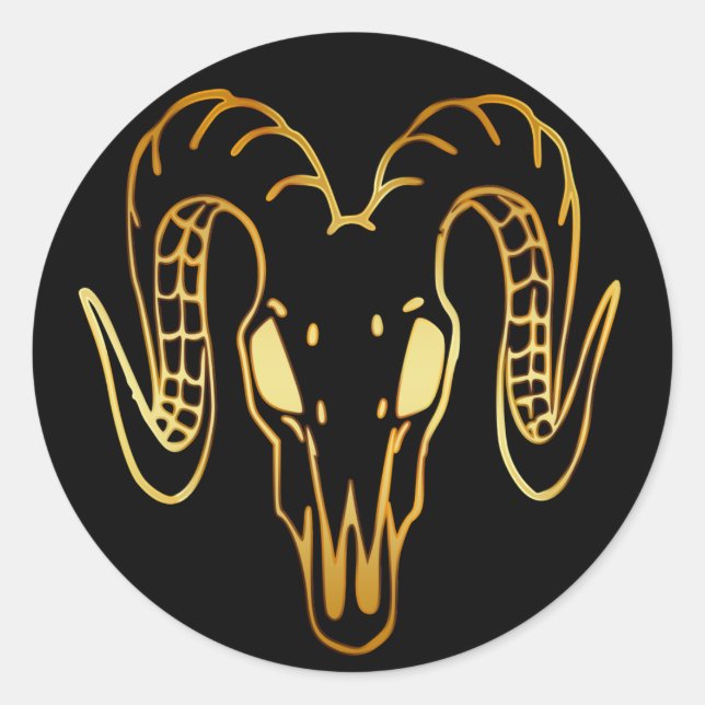 GOLD RAM HEAD CLASSIC ROUND STICKER (Front)