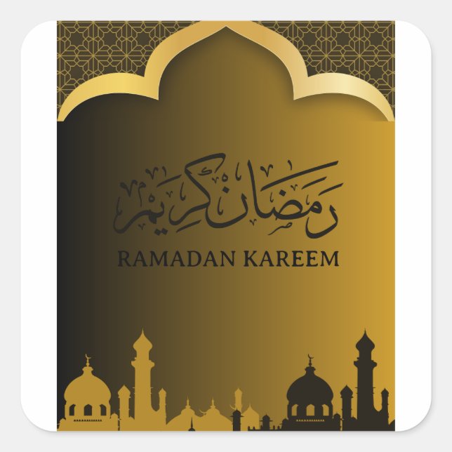 Gold Ramadan kareem 2024 Square Sticker (Front)