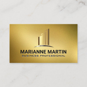 Gold Real Estate Buildings   Gold Texture Business Card