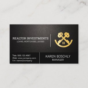 Gold Real Estate House and Keys Business Card