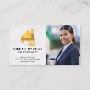 Gold Real Estate Logo   Business Woman  Card