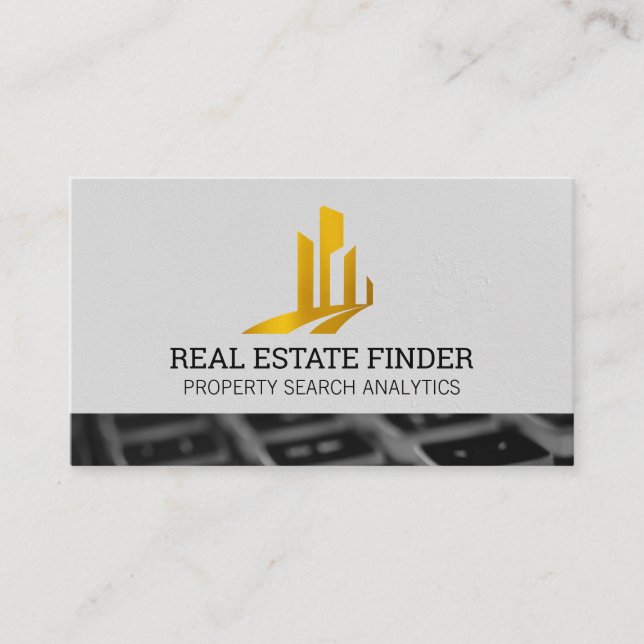 Gold Real Estate Logo | Keyboard Business Card (Front)