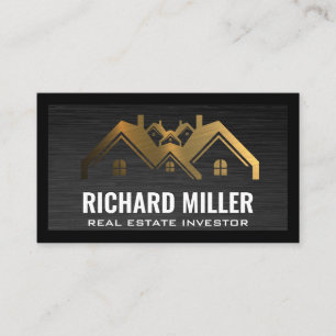 Gold Real Estate Roof Property Investor Business Card