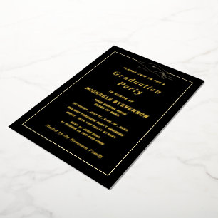Gold Real Foil Black Graduation Invitation Example