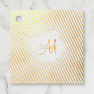 Gold Real Foil Modern Elegant Monogramm Template Favour Tags