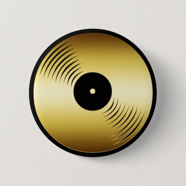 GOLD RECORD ALBUM 6 CM ROUND BADGE (Front)