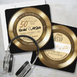 Gold Record Retro 50th Birthday Party Invitation<br><div class="desc">This unique & fun Black and Solid Gold Vinyl Record Retro Music theme 50th birthday party invitation features a record pun song title quote "This Will Be One For The Record" and typography details is one your guests will surely remember! Square invitation has a solid gold record vibe with "Side...</div>