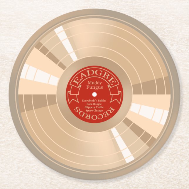 Gold Record Round Paper Coaster (Front)