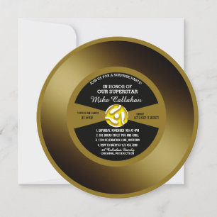 Gold Record Vinyl 45 Surprise Party Invitation