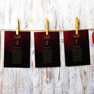 Gold Red and Black Wedding Seating Chart Card