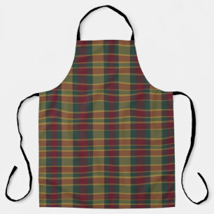 Gold Red And Green Christmas Plaid Print Apron