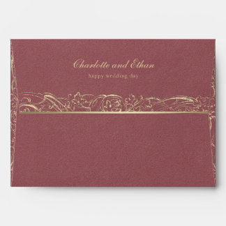 Gold & Red Baroque Border Wedding Envelope