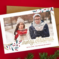 Gold Red Berries Photo Frame | Merry Christmas