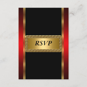 Gold red Black Art Deco RSVP Card