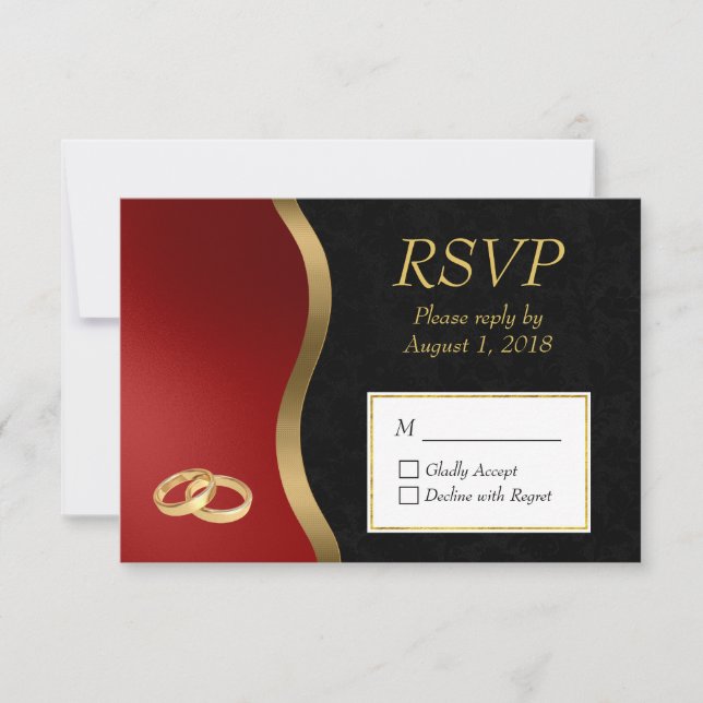 Gold Red & Black RSVP Card (Front)