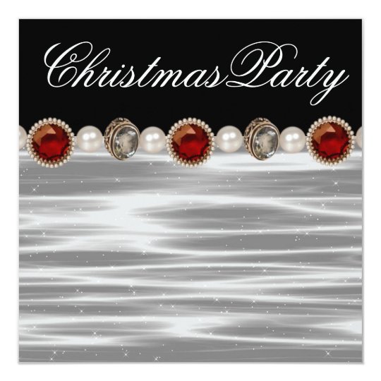 Gold Red Black White Christmas Party Card