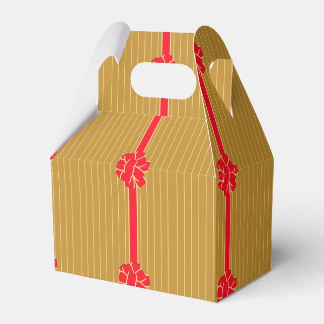Gold & Red Bow Favour Box (Front Side)