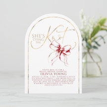 Gold Red Bow She's Tying The Knot Bridal Shower