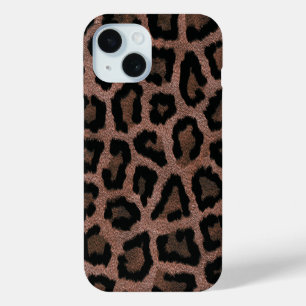 Gold Red Brown Black Leopard Animal Print iPhone 15 Case