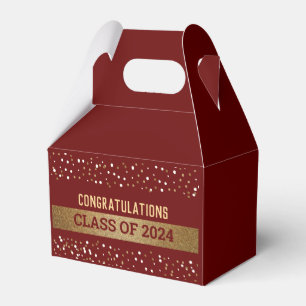 Gold Red burgundy Graduate Class of 2024 Favour Box