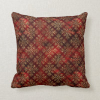 Gold Red Burgundy Metallic Damask Elegant Chic