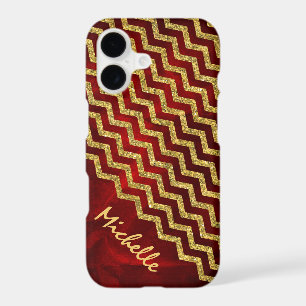 Gold Red Chevron Personalised