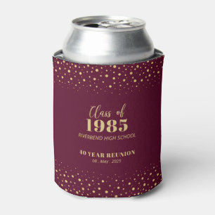 Gold & Red Confetti Class Reunion Party Can Cooler