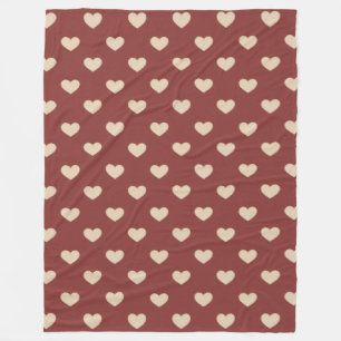 Gold Red Cream Glitter Hearts Fleece Blanket