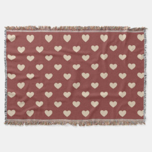 Gold Red Cream Glitter Hearts Throw Blanket