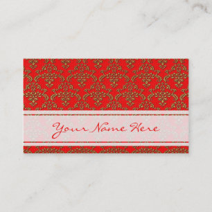 Gold & Red Damask Pattern Business Card