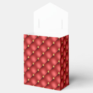 Gold Red Diamonds Tufted Leather Luxury Favour Box