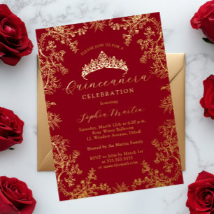 Gold Red Elegant Vintage Quinceanera