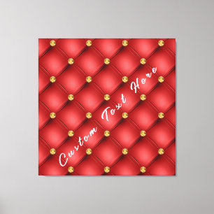 Gold Red Gemstone Canvas Print with Custom Text