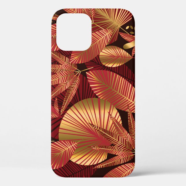 Gold Red, Geometric Tropical Pattern. Case-Mate iPhone Case (Back)
