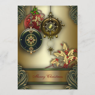 Gold Red Green Christmas Holiday Party Invitation