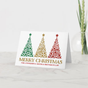 Gold Red Green Christmas Sister & Brother in Law Holiday Card