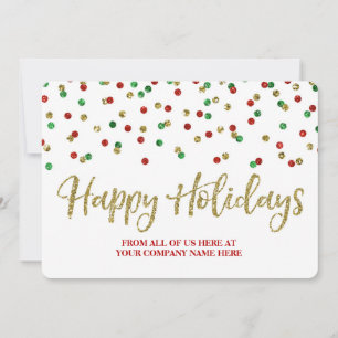Gold Red Green Confetti Christmas Cards Business