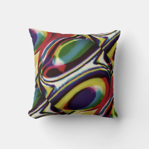 Gold Red Green Violet Black Diagonal Circles Cushion